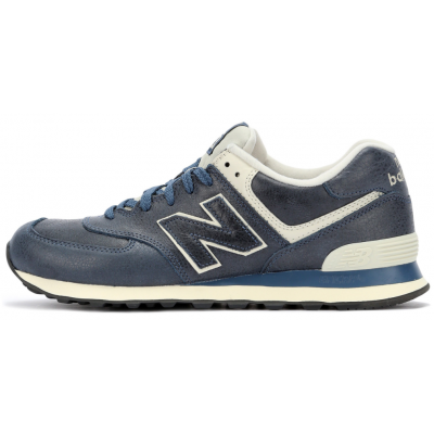 New Balance 574 Leather Blue с мехом