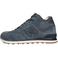 New Balance 574 Mid Deep Blue замшевые с мехом