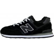 New Balance 574 Black (Reflective) с мехом