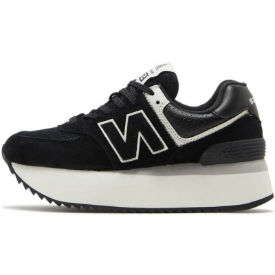 New Balance 574+ Black White на платформе