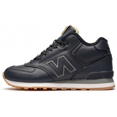 New Balance 574 Mid кожаные черные зима