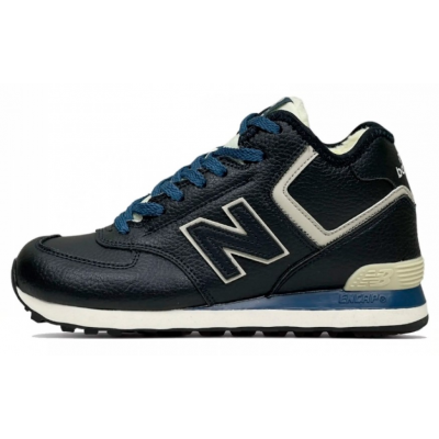 New Balance 574 Mid Leather темно-синие зима