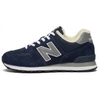 New Balance 574 замшевые темно-синие с мехом