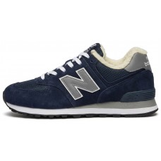 New Balance 574 замшевые темно-синие с мехом