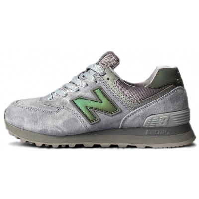 Кроссовки New Balance 574 Dark Grey Light Green Brown с мехом