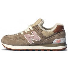 New Balance 574 с мехом Light Beige Pink