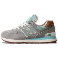 Кроссовки New Balance женские 574 зимние с мехом серо-голубые