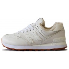 New Balance кроссовки 574 зимние с мехом белые