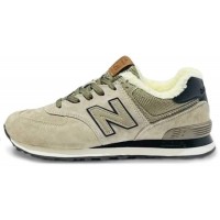 New Balance 574 Beige Black на меху зима