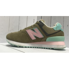 New Balance кроссовки 574 зеленые с розовым