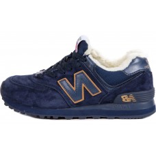 New Balance 574 Blue с желтым с мехом