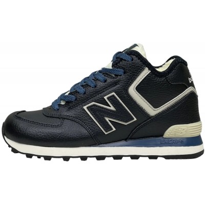 New Balance 574 Mid Blue Leather с мехом