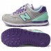 Кроссовки New Balance женские 574 серые с фиолетовым 