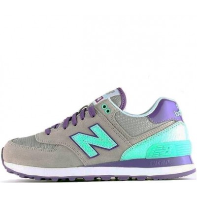 Кроссовки New Balance женские 574 серые с фиолетовым 