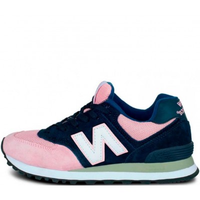 Кроссовки New Balance женские 574 с сеткой синий с розовым