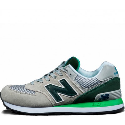 New Balance кроссовки 574 серые с зеленым 