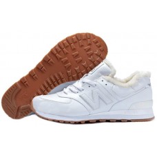 New Balance кроссовки 574 зимние с мехом белые