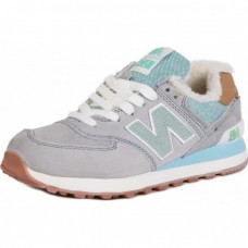 Кроссовки New Balance женские 574 зимние с мехом серо-голубые